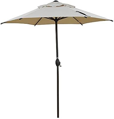 Amazon Com Abba Patio 7 5ft Patio Umbrella Outdoor Umbrella Patio Market Table Umbrella With Push Button Tilt And Crank For Garden Lawn Deck Backyard Pool Cream Garden Outdoor