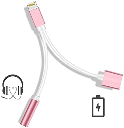 iPhone 7 / 7 Plus Adapter,SEENFAAN iPhone 7 / 7 Accessories 2 in 1 Lightning Adapter Cable Charge and Headphone Splitter(IOS 10.3)(Rose gold)