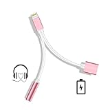 iPhone 7 / 7 Plus Adapter,SEENFAAN iPhone 7 / 7 Accessories 2 in 1 Lightning Adapter Cable Charge and Headphone Splitter(IOS 10.3)(Rose gold)