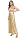 SheIn Women's Sexy Satin Deep V Neck Backless Maxi Party Evening Dress Small Gold
