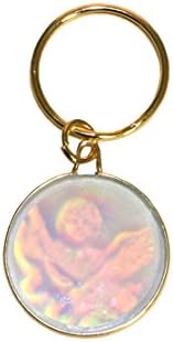 Gold-Tone Holographic Cherub Religious Theme Key Chain KEKC4244