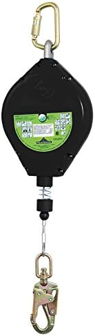 PEAKWORKS Fall Protection Self Retracting Lifeline (SRL) with Galvanized Steel Cable, Snap Hook, 40 ft. Length, Green, V845533040LE