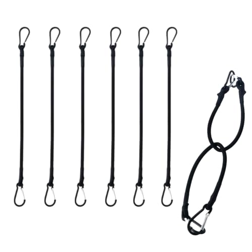 Spanngummi Mit Haken Expander Mit Haken Spanngummi Mit Karabiner Schwarz 6Er 100% Latex Gummisetvielzweck Gummi Spanngurte Für Gepäck, Camping Für Sonnensegel, Tarps, Garten, Fahrrad, Auto （6X 50Cm）