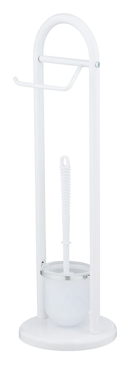 WENKO 17092100 Exclusive free-standing toilet brush Siena White - Steel, 19 x 63 x 19 cm, White