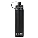 EcoVessel BOULDER TriMax Vacuum Insulated Stainless Steel Water Bottle with Versatile Stainless Steel Top and Tea, Fruit, Ice Strainer - 24 ounce - Black Shadow