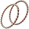 Pure Copper Twisted Tensor Bangle Set 2, Solid Copper Bracelets for Men and Women, Handmade Health Jewelry