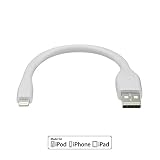 dCables Apple Certified Bendy & Durable Short (7 inch) USB Cable for iPhone 6, 6 Plus, 5, 5c, 5s, iPad 4, iPad Air, Mini, iPod Touch 5, Nano 7 - Bendy Charger Cable for Lightning Port to USB - White
