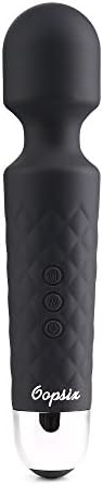 Oopsix Wand Massager, 8 Powerful Speed Bullet & 20 Frequency Waterproof Therapeutic Body Massage Wand (Black)