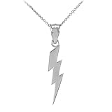 High Polish 925 Sterling Silver Lightning Bolt Charm Pendant Necklace