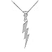 High Polish 925 Sterling Silver Lightning Bolt Charm Pendant Necklace, 20