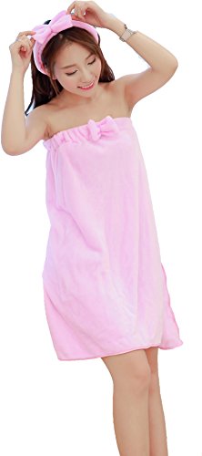 Mingming Bow woman towel bathrobe bathrobe body spa bath towel bag Bow Headband Set (Pink) Mingming Bow woman towel bathrobe bathrobe body spa bath towel bag Bow Headband Set (Pink)