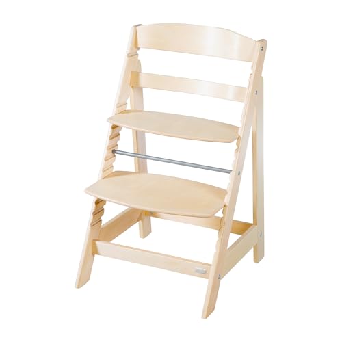 roba Sit Up Flex 2 in 1 Highchair, Adjustable Height, from 6 Months to 70 kg, with Footrest, Robust and Ergonomic, Natural Wood