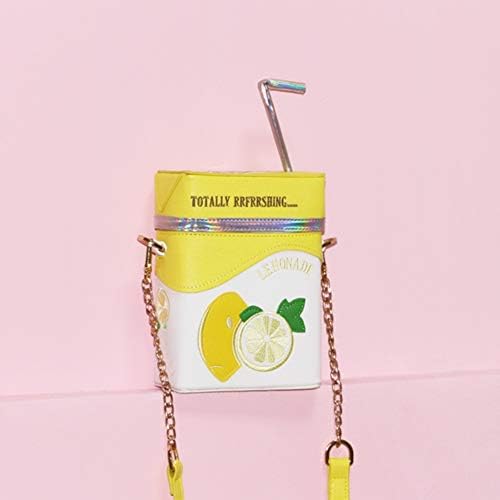 CMDDYY Milk box messenger bag, straw personalized chain bag, cute strawberry milk straw bag,Yellow [Energy Class A]