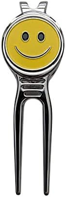 Classic Divot Tool – Smiley Face Golf Ball Marker – Silver Finish