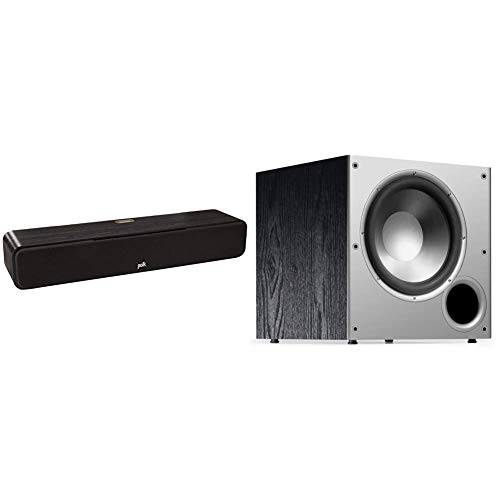 Polk Audio Signature S35 Sound Shelf Mount Speakers, Black & Polk Audio PSW10 Floor Standing