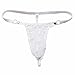 FEESHOW Men's Lace Thongs G String Sissy Pouch Underwear Panties Crossdress Lingerie (L, White)