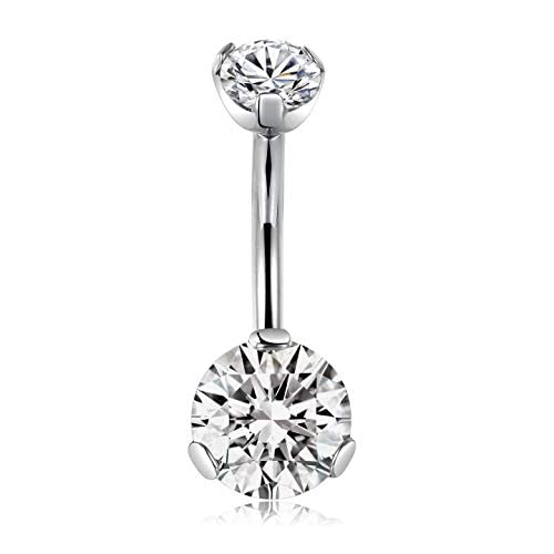 hengkaixuan G23 Titanium Belly Ring 14G Navel Ring 3/8 inch (10mm) Heart