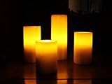Ivory Flameless Real Wax Candles with Remote 4, 5, 6, and 8-Inch Unscented LED Candles of 4