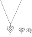Heart Pendant & Earrings Set with Diamonds in Sterling Silver