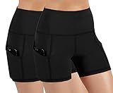 ODODOS High Waist Out Pocket Yoga Short Tummy Control Workout Running Athletic Non See-Through Yoga Shorts