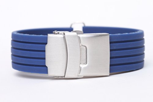 18mm High Quality Blue Silicone Rubber Sport Diver Watch Band Strap rs1801