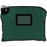 BankSupplies Forest Green 15W x 11H Laminated Nylon Locking Deposit Bag | Puncture-resistant HIPAA deposit bag with secure lock and 2 keys
