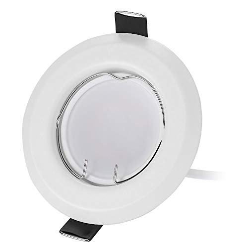 Set of 3 HCFEI Ultra Flat LED Recessed Spotlights in White with Module 230 V I W 320 Lumen Warm 3000 K Beam Angle 120° Dimmable 55 mm Hole Mounting Round Recessed Light