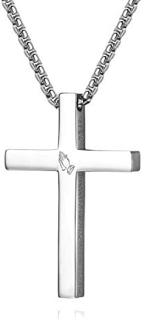 Philippians 4:13 Inspiring Bible Verses Simple Stainless Steel Cross Pendant Necklace for Men Women