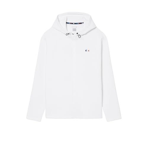 Lacoste Unisex French Tennis Team Zipped Sweatshirt, White, Small