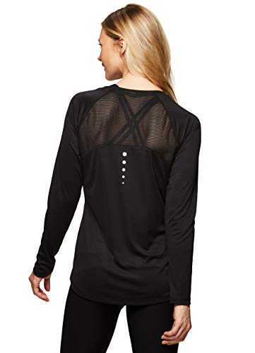 RBX Active Women's Running Workout Long Sleeve T-Shirt Multi S19 Black S