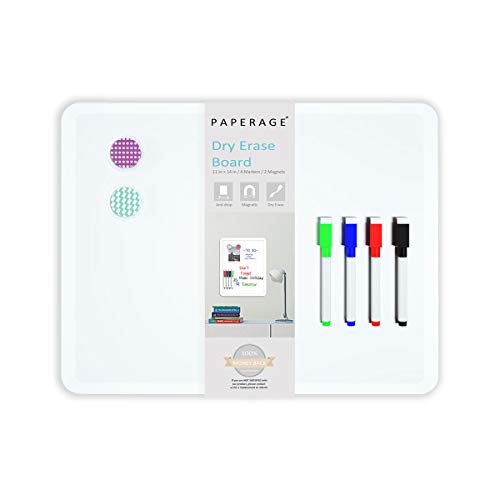 PAPERAGE Dry Erase Board 11 x 14 Inches Magnetic Whiteboard with 4 Markers with Erasers and 2 Magnets - Thumbnail 6