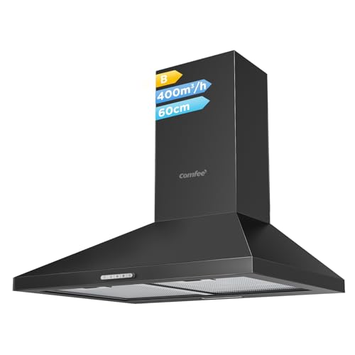 COMFEE 60cm Chimney Cooker Hood, Wall Mounted, Black