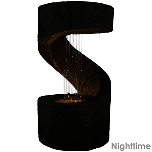 Sunnydaze Winding Showers Tabletop Water Fountain with LED Light, Indoor Contemporary Waterfall Feature, 13-Inch Tall - Thumbnail 4