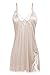 Ekouaer Womens Nightgon Satin Lingerie Sleeveless Sleep DressV-Neck Silky Satin Lace Nightshirt Sleepwear, A-Beige, Medium