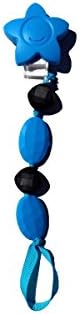 SillyMunk TM Silicone Pacifier Clip- Blue and black