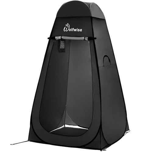 WolfWise PRO Pop Up Duschzelt Camping Silberbeschichtet mit Boden, Überzelt
