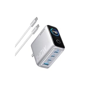 Anker Charger (140W, 4 Ports) with USB-C & USB-C ケーブル シルバー 充電器