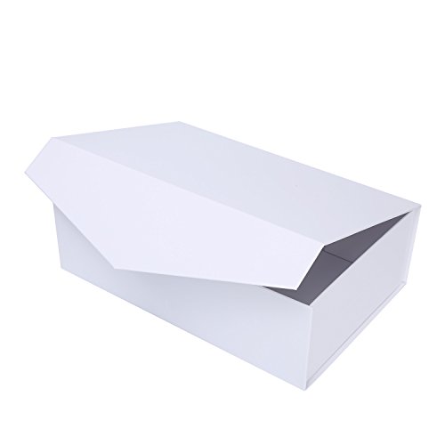 Large Gift Box (13.9" x 4.4" x 9.2"), Sturdy Gift Box, Reusable Decorative Storage Box, Collapsible Magnetic Closure Box, Decorative Boxes with Magnetic Closure (White, 2 Packs) by PACKHOME