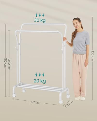 Burro para Ropa con Ruedas, Tubo de Acero, 100 kg