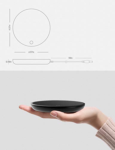 Naviom Coffee Mug Warmer for Desk Auto Shut Off Cup Warmer for Office Electric Tea Beverage Warmer for Milk Teapot Candle Wax with Tempered Glass Heating Plate and Metal Body (Black) - Thumbnail 6