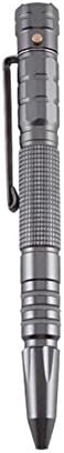 XHHSPORT Double Head Tungsten Steel Aluminium Alloy Tactical Pen EDC Self Defense Pen Ballpoint Window Breaker with LED Light (Titanium Gray)