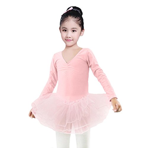 Tiean New Toddler Girls Gauze Leotards Tops Bodysuit Dancewear Dress Clothes Girls Outfits (24 Month, Pink) - Thumbnail 3