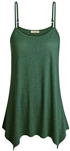 Cyanstyle Womens Adjustable Spaghetti Strap Handkerchief Hem Summer Cami Loose Camisole Tank Top