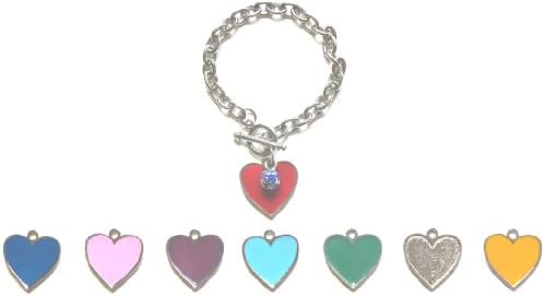Purple Soccer Ball Chain Bracelet with Colored Heart - Red (Brand New) - 6pc