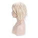 Anime Cosplay Synthetic Full Wig with Bangs 20 Styles Short Layered Fluffy Hair Oblique Fringe Full Head Unisex for Man and Women Girls Lady Fashion (Linen Blonde)