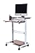 Stand Up Desk Store Rolling Adjustable Height Two Tier Standing Desk Computer Workstation (Silver Frame/Dark Walnut Top, 32