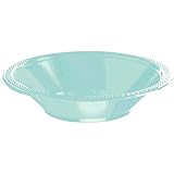 Amscan 43034.121 Plastic Bowls, 12oz, Robin's-egg Blue