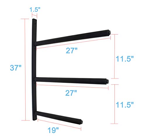 Mrhardware SUP Snowboard Surfboard Paddle Board Ski Wall Mount Storage Display Rack Cradle (Black, 3 Boards)