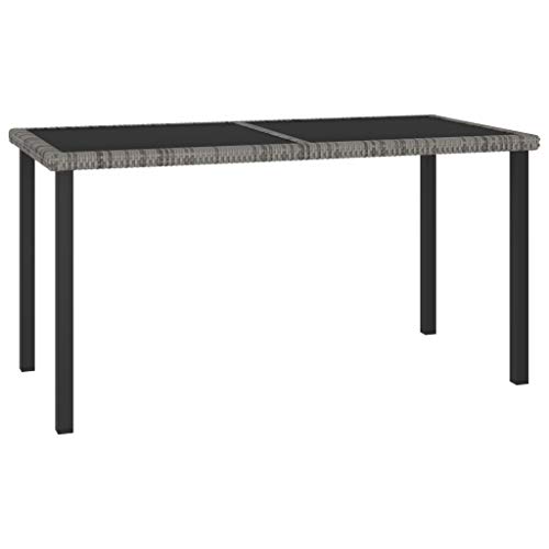 vidaXL Gartenmöbel 5-TLG. Sitzgruppe Gartengarnitur Gartenset Sitzgarnitur Esstisch Gartentisch Gartenstuhl Tisch Stühle Poly Rattan Grau – Bild 3