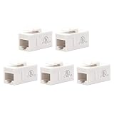 CAT5e Keystone Coupler,VCE (5-Pack) RJ45 Female to Female Insert Coupler UTP CAT5e Keystone Inline Coupler -White UL Listed